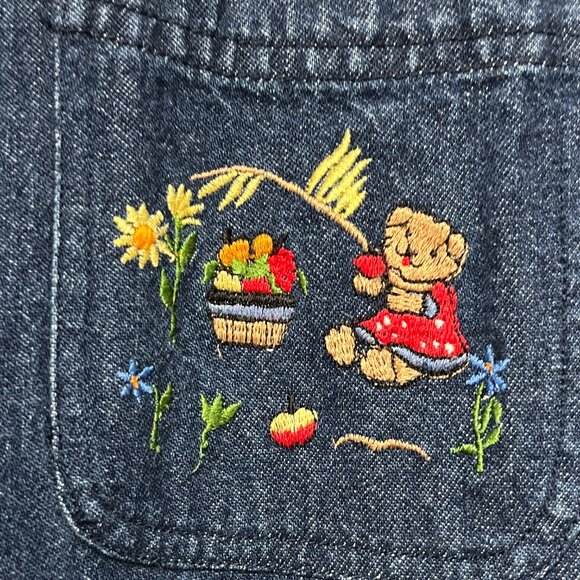 Way To Go Womens VTG Embroidered Denim Jacket XL Farm Bears Teacher Whimsical - Picture 4 of 10
